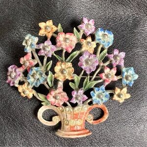 Vintage marked Coro Colorful Floral Brooch